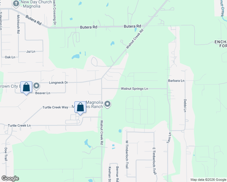 map of restaurants, bars, coffee shops, grocery stores, and more near 16502 Walnut Springs Lane in Magnolia