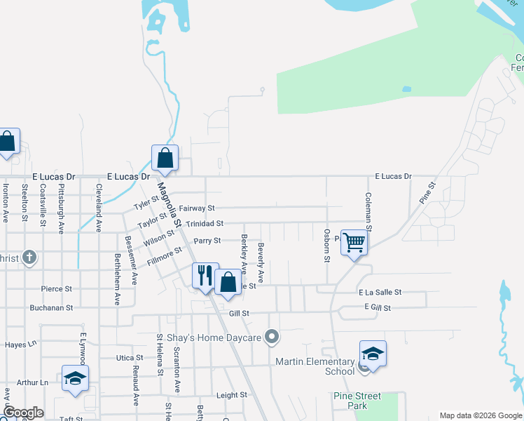 map of restaurants, bars, coffee shops, grocery stores, and more near 1390 Fairway Street in Beaumont