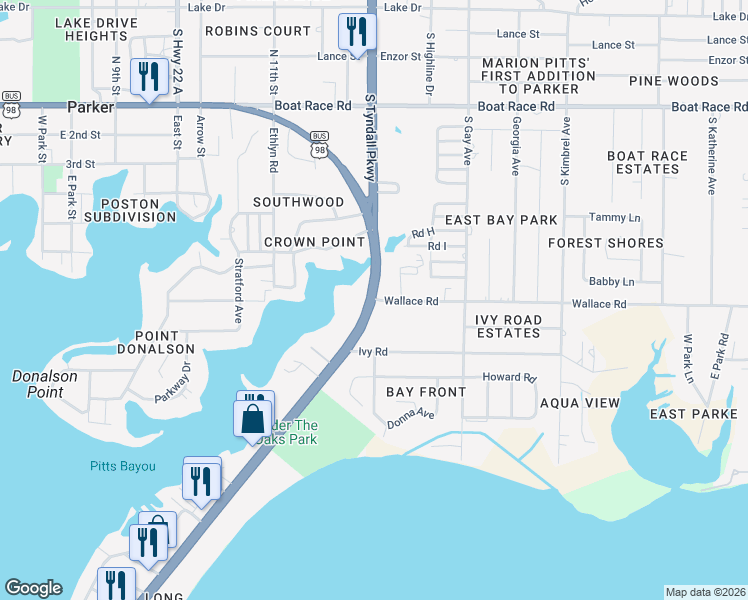map of restaurants, bars, coffee shops, grocery stores, and more near 5514 Wallace Road in Callaway