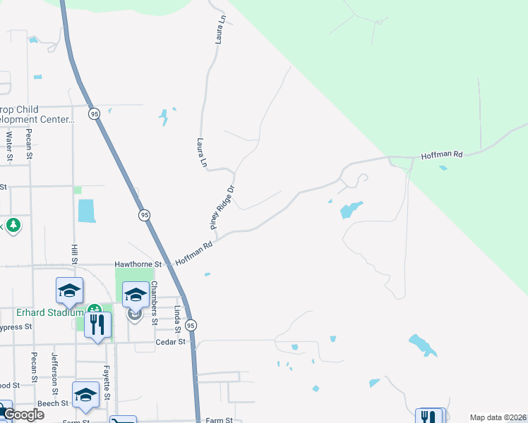 map of restaurants, bars, coffee shops, grocery stores, and more near 133 Post Oak Rim in Bastrop