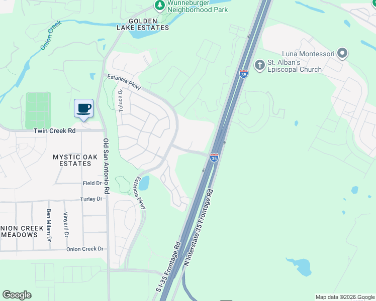 map of restaurants, bars, coffee shops, grocery stores, and more near 820 Camino Vaquero Parkway in Austin
