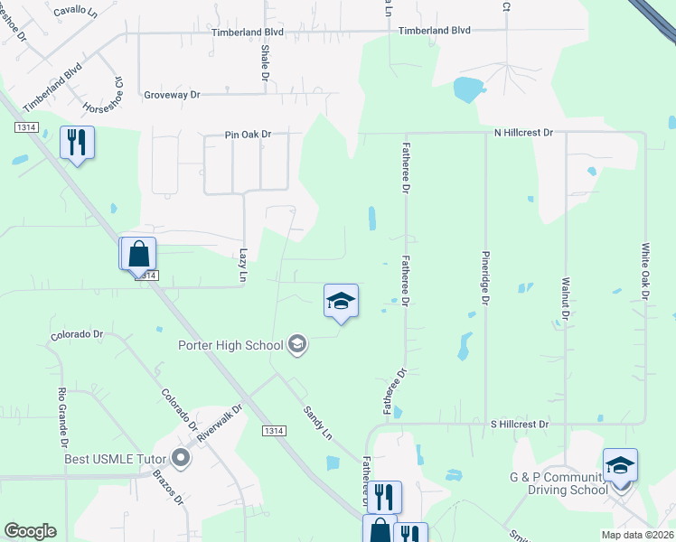 map of restaurants, bars, coffee shops, grocery stores, and more near 19973 Darlene Lane in Porter