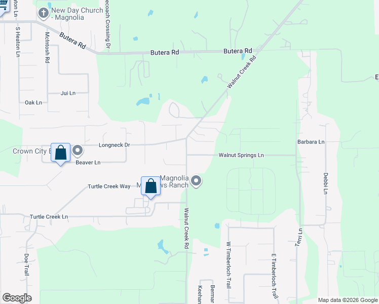map of restaurants, bars, coffee shops, grocery stores, and more near 16526 Walnut Springs Lane in Magnolia