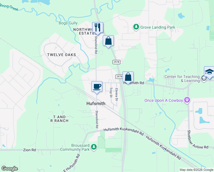 map of restaurants, bars, coffee shops, grocery stores, and more near 24922 Wilson St in Tomball