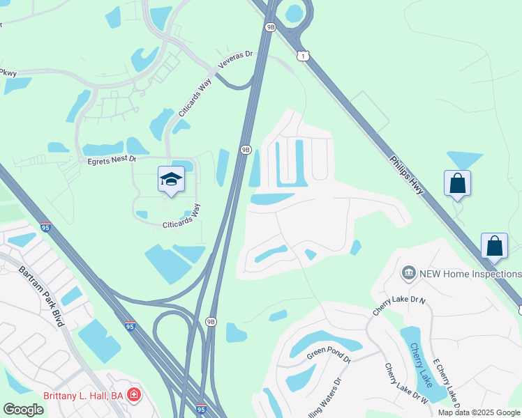 map of restaurants, bars, coffee shops, grocery stores, and more near 5883 Wind Cave Lane in Jacksonville