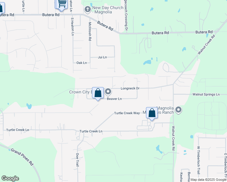map of restaurants, bars, coffee shops, grocery stores, and more near 16019 Longneck Drive in Magnolia