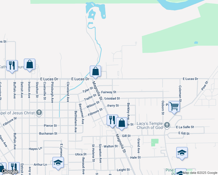 map of restaurants, bars, coffee shops, grocery stores, and more near 1819 Rivercrest St in Beaumont