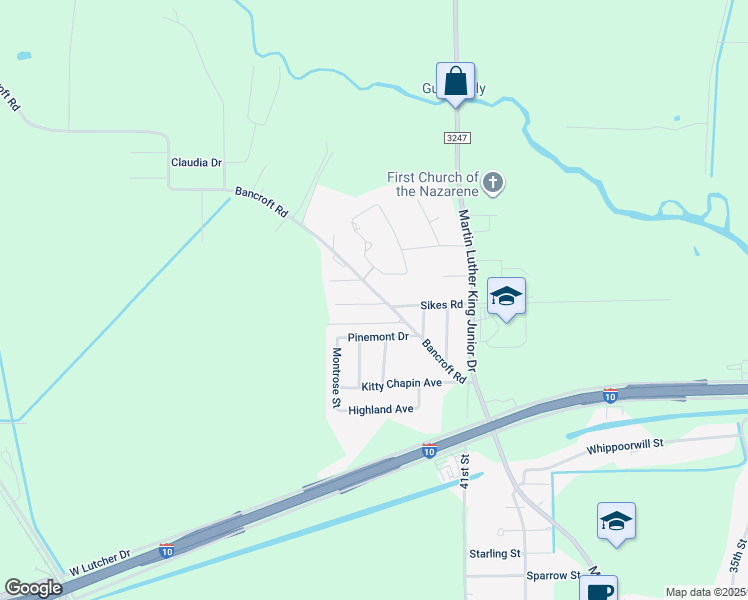 map of restaurants, bars, coffee shops, grocery stores, and more near 1131 Bancroft Road in Orange