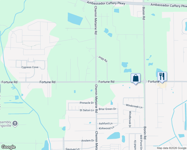map of restaurants, bars, coffee shops, grocery stores, and more near 628 Chemin Metairie Road in Youngsville