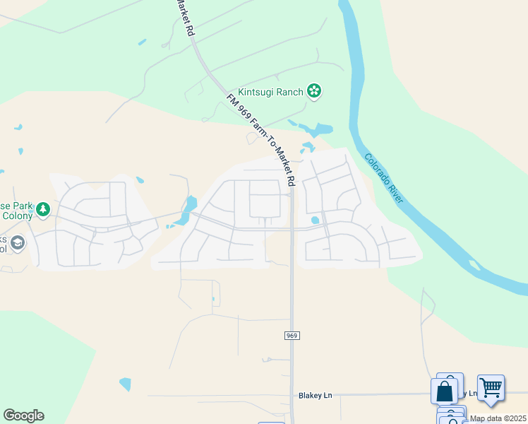map of restaurants, bars, coffee shops, grocery stores, and more near 100 Esparza Drive in Bastrop