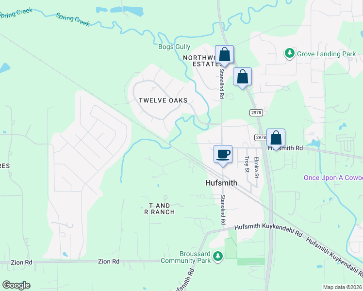 map of restaurants, bars, coffee shops, grocery stores, and more near 24923-25007 Stanolind Rd in Tomball