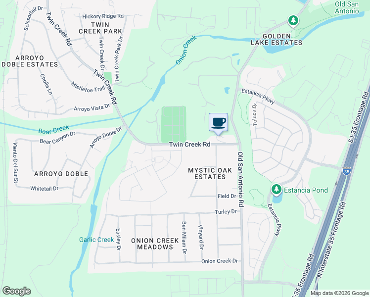 map of restaurants, bars, coffee shops, grocery stores, and more near 12605 Iron Bridge Drive in Manchaca