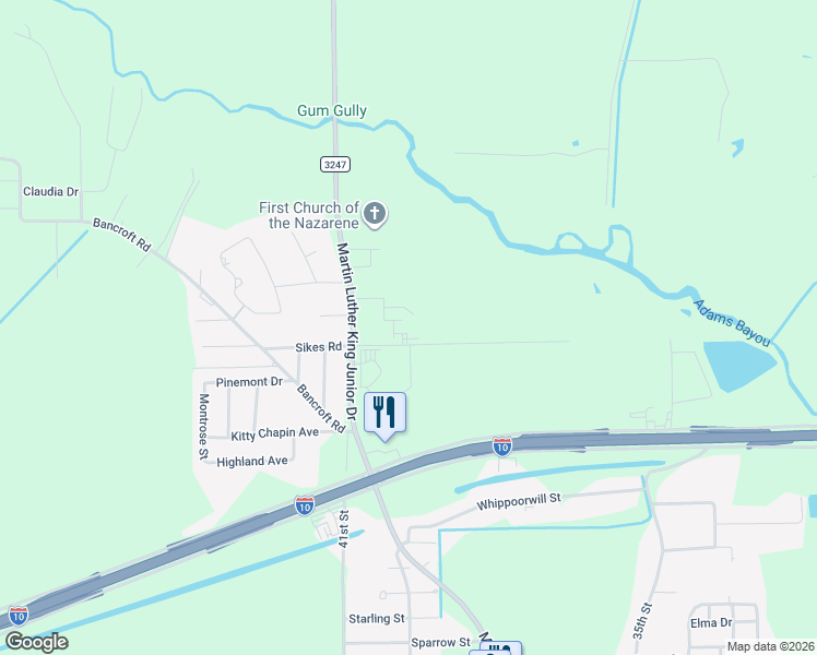 map of restaurants, bars, coffee shops, grocery stores, and more near 4030 Sikes Road in Orange