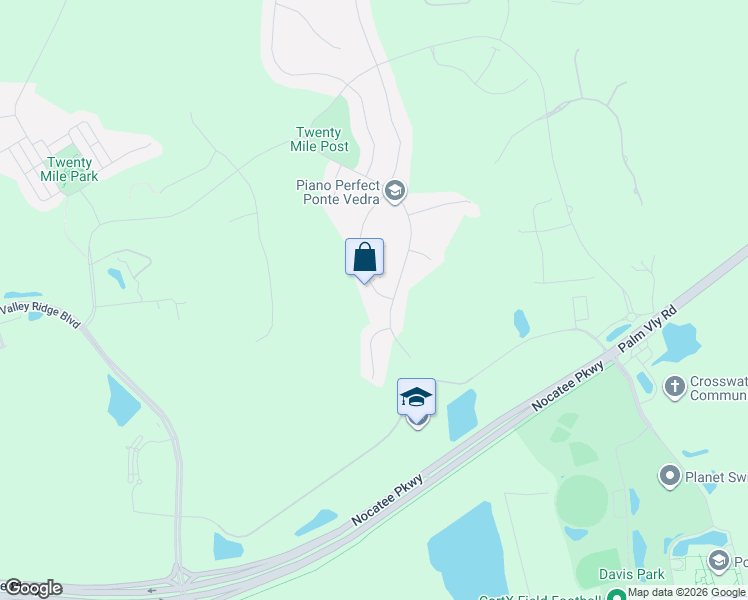 map of restaurants, bars, coffee shops, grocery stores, and more near 291 Whisper Rock Drive in Ponte Vedra Beach
