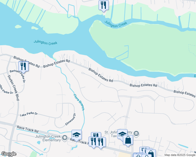 map of restaurants, bars, coffee shops, grocery stores, and more near 356 North Lombardy Loop in Jacksonville