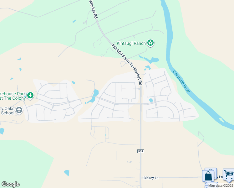 map of restaurants, bars, coffee shops, grocery stores, and more near 177 Andross Lane in Bastrop