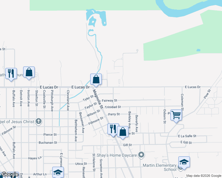 map of restaurants, bars, coffee shops, grocery stores, and more near 1815 East Lucas Drive in Beaumont