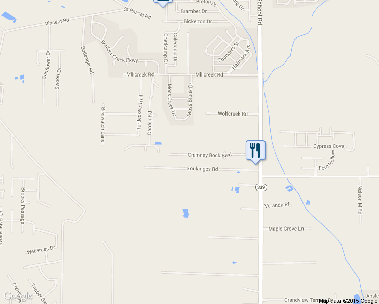 map of restaurants, bars, coffee shops, grocery stores, and more near 302 Chimney Rock Boulevard in Lafayette