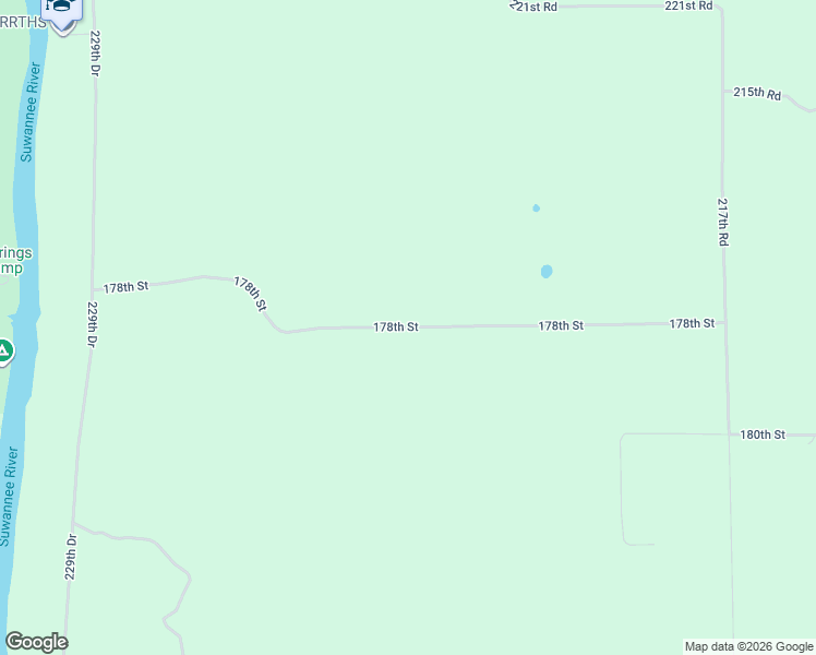 map of restaurants, bars, coffee shops, grocery stores, and more near 178th Street in Suwannee County