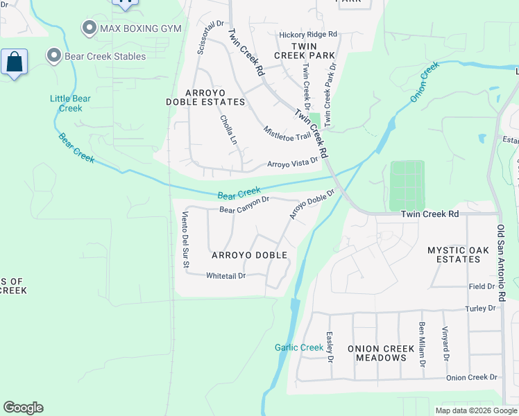 map of restaurants, bars, coffee shops, grocery stores, and more near 407 Bear Canyon Drive in Manchaca