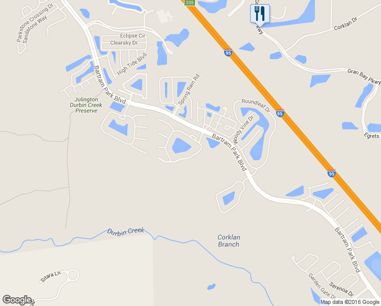 map of restaurants, bars, coffee shops, grocery stores, and more near 6500 White Blossom Circle in Jacksonville