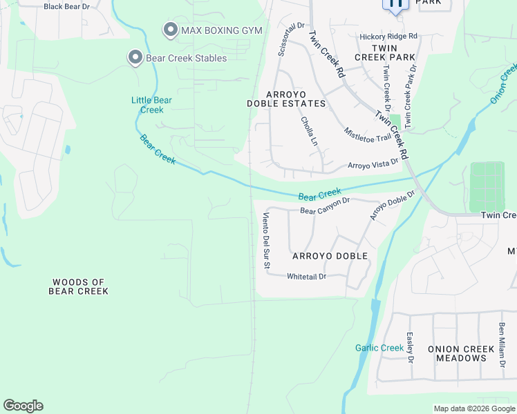 map of restaurants, bars, coffee shops, grocery stores, and more near 13000 Viento Del Sur Street in Manchaca