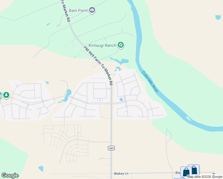 map of restaurants, bars, coffee shops, grocery stores, and more near 432 Farm to Market 969 in Bastrop
