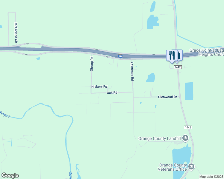 map of restaurants, bars, coffee shops, grocery stores, and more near 8678 Oak Road in Orange
