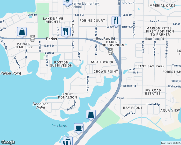 map of restaurants, bars, coffee shops, grocery stores, and more near 1127 Florence Street in Panama City