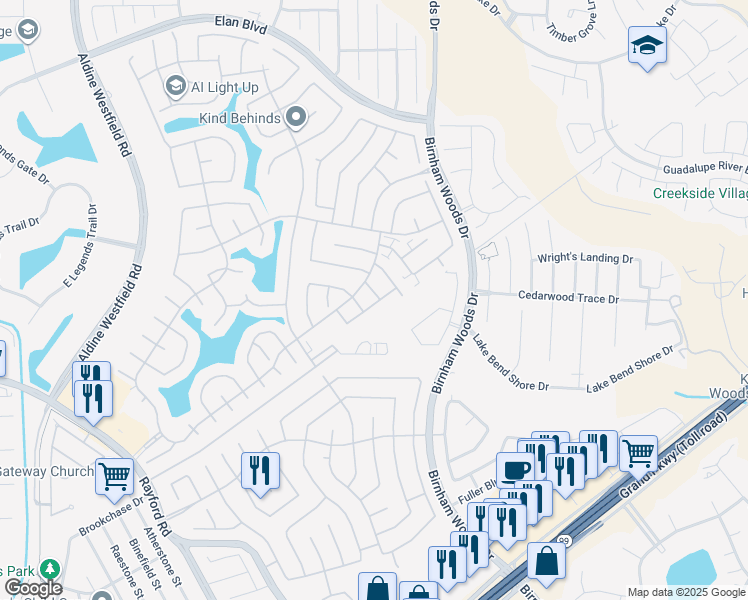 map of restaurants, bars, coffee shops, grocery stores, and more near 29703 Valley Center Drive in Spring