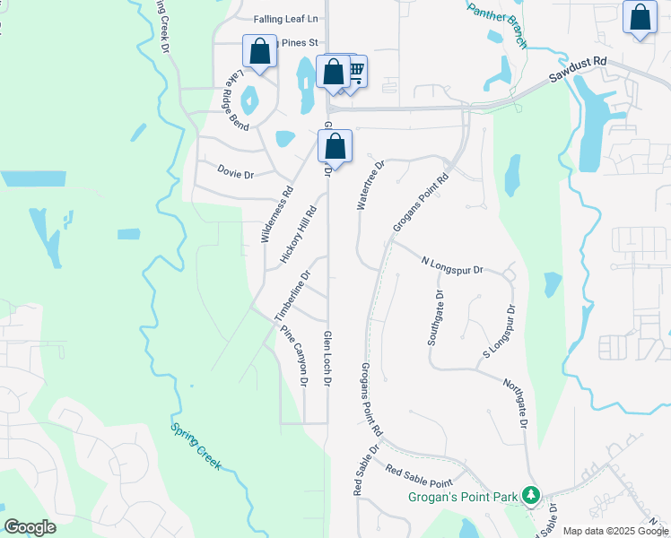 map of restaurants, bars, coffee shops, grocery stores, and more near 24722 Glen Loch Drive in Spring