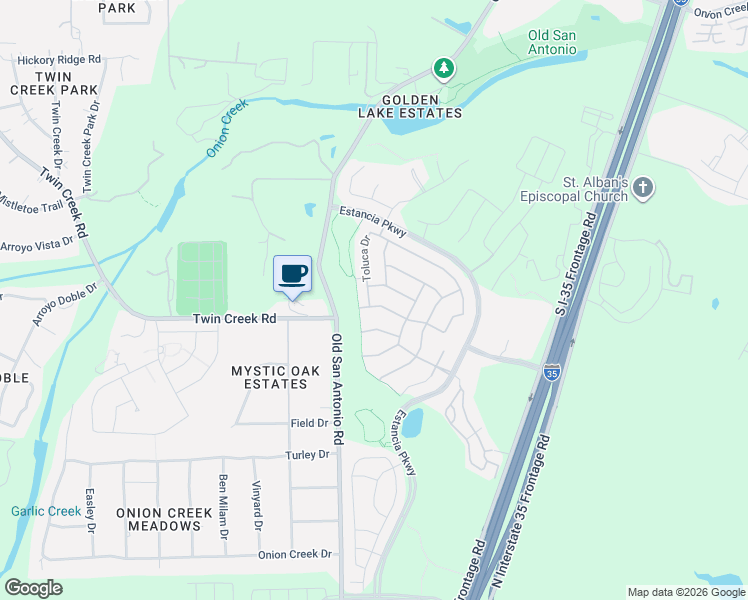 map of restaurants, bars, coffee shops, grocery stores, and more near 401 Cardenas Lane in Austin