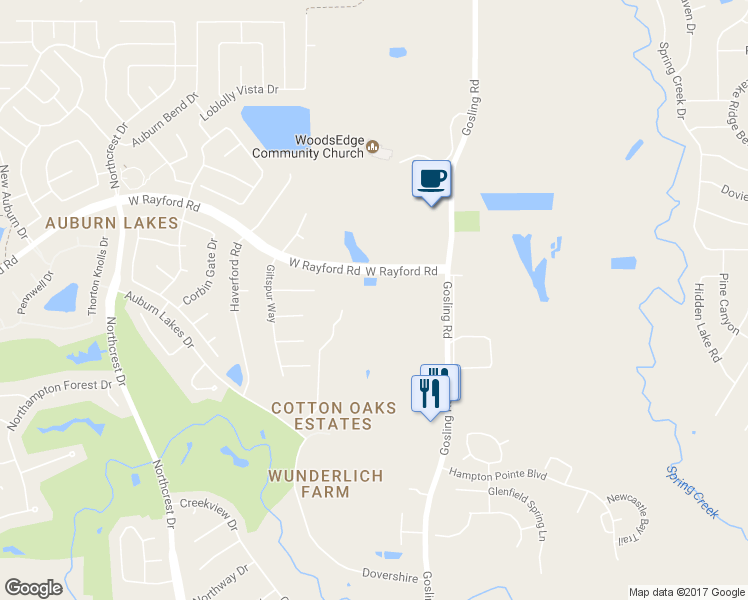 map of restaurants, bars, coffee shops, grocery stores, and more near 5869 West Rayford Road in Spring