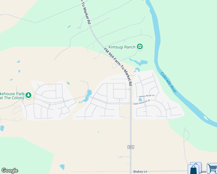 map of restaurants, bars, coffee shops, grocery stores, and more near 177 Andross Lane in Bastrop