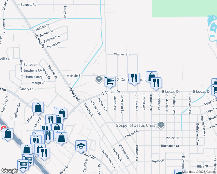 map of restaurants, bars, coffee shops, grocery stores, and more near 3288 E Lucas Dr in Beaumont