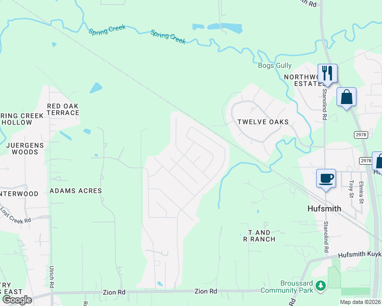 map of restaurants, bars, coffee shops, grocery stores, and more near 12622 Beddington Court in Tomball