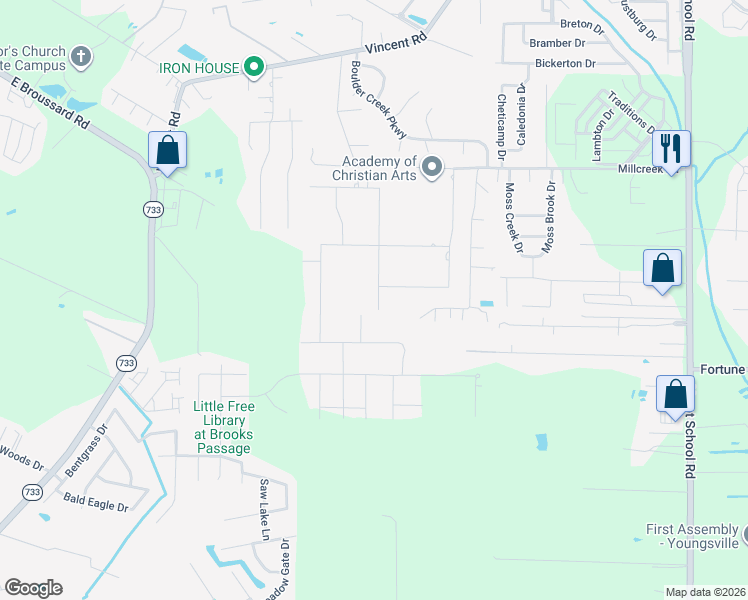 map of restaurants, bars, coffee shops, grocery stores, and more near 304 Birdwatch Lane in Lafayette