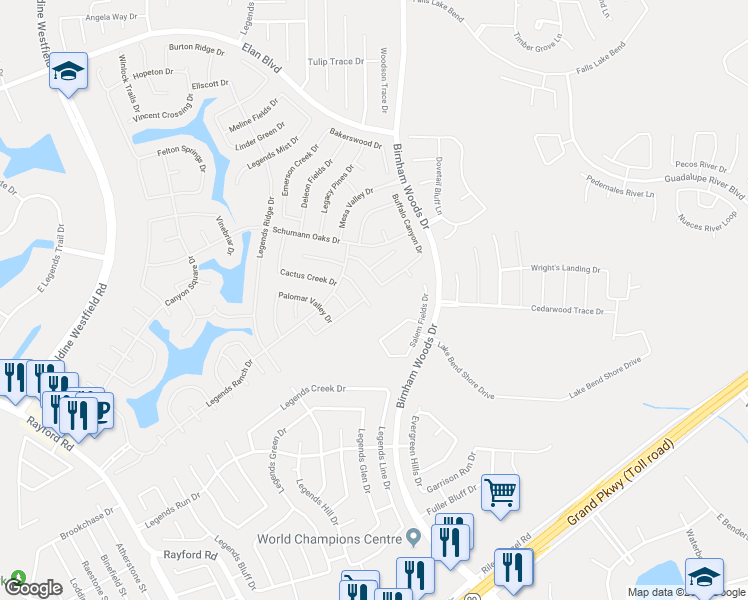 map of restaurants, bars, coffee shops, grocery stores, and more near 29704 Sullivan Oaks Drive in Spring