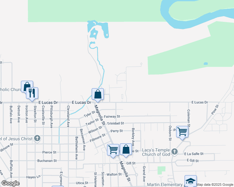 map of restaurants, bars, coffee shops, grocery stores, and more near 1750 East Lucas Drive in Beaumont