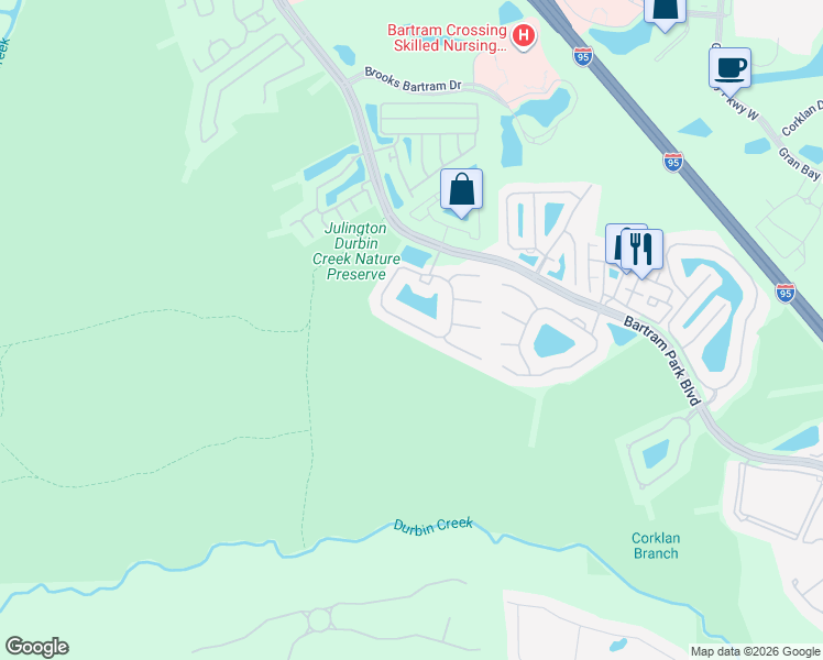 map of restaurants, bars, coffee shops, grocery stores, and more near 6331 Autumn Berry Circle in Jacksonville