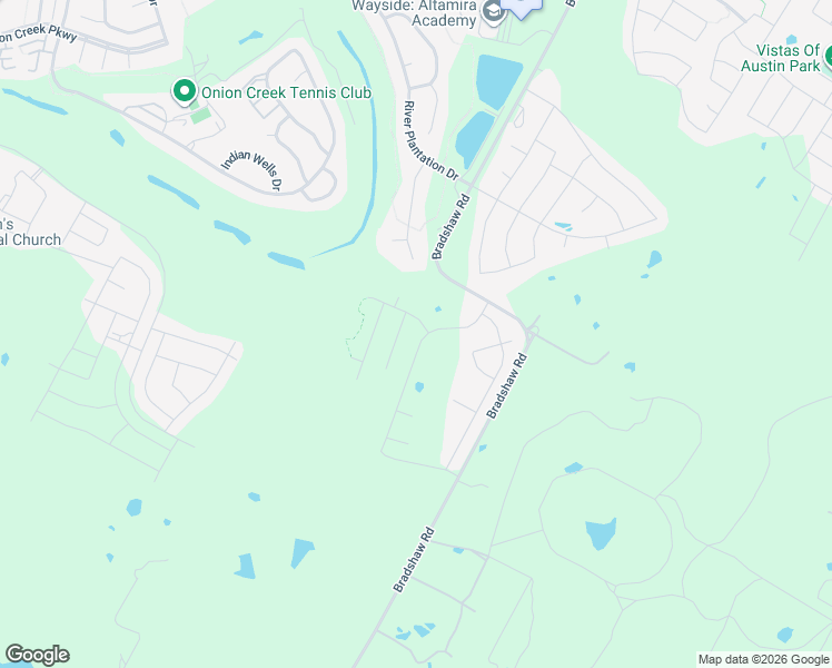 map of restaurants, bars, coffee shops, grocery stores, and more near 11339-11609 Bradshaw Road in Austin