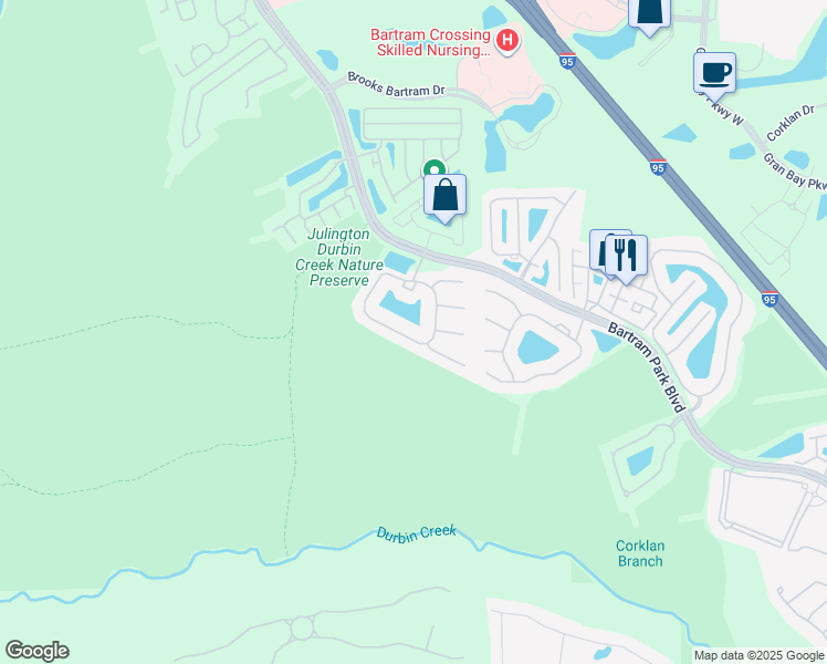 map of restaurants, bars, coffee shops, grocery stores, and more near 6318 Autumn Berry Circle in Jacksonville