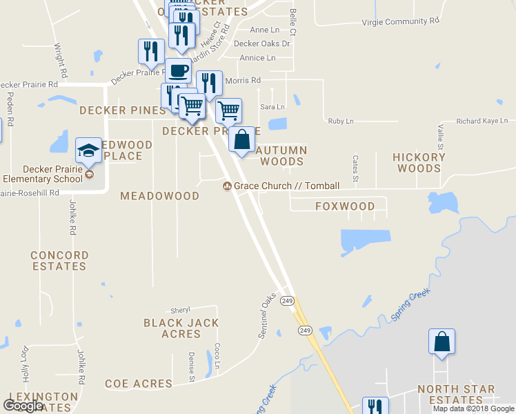 map of restaurants, bars, coffee shops, grocery stores, and more near 31666 Tomball Parkway in Pinehurst