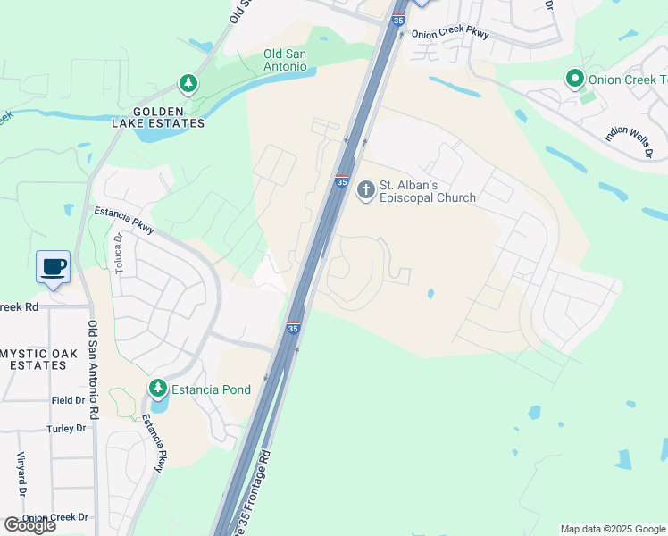 map of restaurants, bars, coffee shops, grocery stores, and more near 12031-12219 South Interstate 35 Frontage Road in Austin