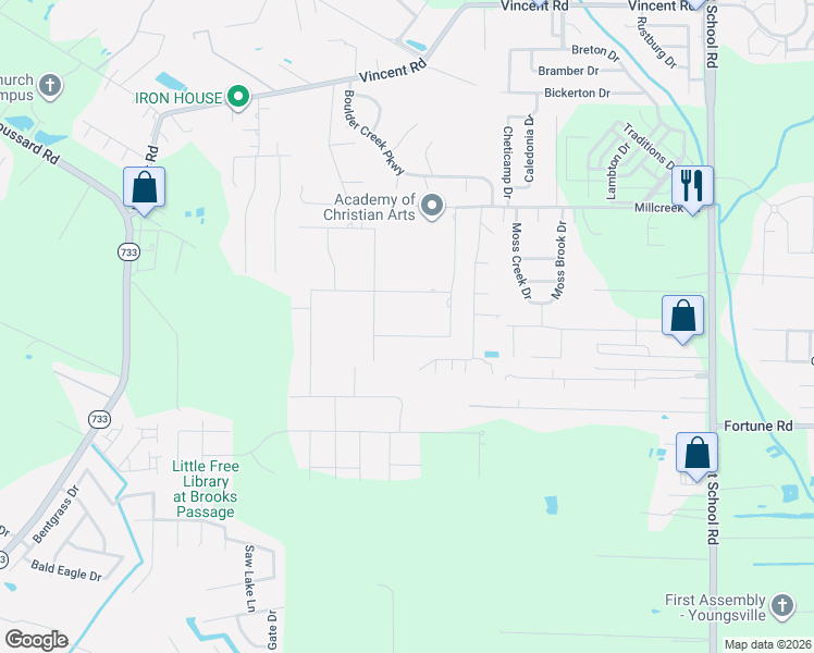 map of restaurants, bars, coffee shops, grocery stores, and more near 312 Turtledove Trail in Lafayette