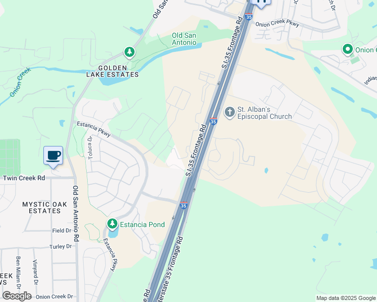 map of restaurants, bars, coffee shops, grocery stores, and more near 11948 1/2 South Interstate 35 Frontage Road in Manchaca