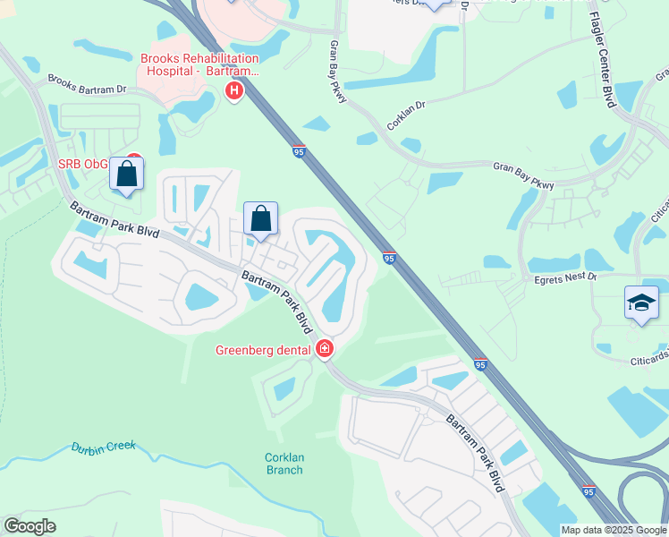 map of restaurants, bars, coffee shops, grocery stores, and more near 6970 Roundleaf Drive in Jacksonville