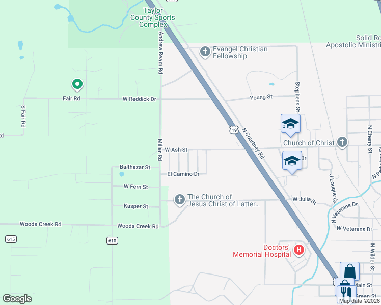 map of restaurants, bars, coffee shops, grocery stores, and more near 103 El Matador Drive in Perry