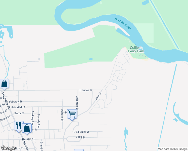 map of restaurants, bars, coffee shops, grocery stores, and more near 5015 Pine Street in Beaumont