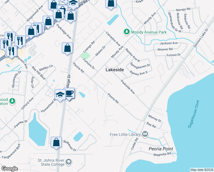 map of restaurants, bars, coffee shops, grocery stores, and more near 1319 Brandon Drive in Orange Park